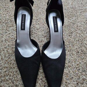 Vintage Jennifer Moore Black Satin Lace-up Detail Heels Size 10M